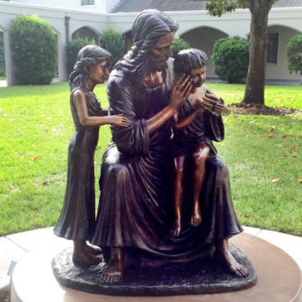 Religious Catholic Jesus with Children Life Size Bronze Statue Sculptures